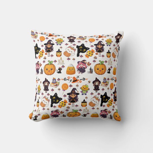 Adorable Funny Kawaii Halloween Muster Kissen (Vorderseite)