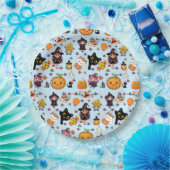 Adorable Funny Kawaii Halloween Muster Pappteller (Party)