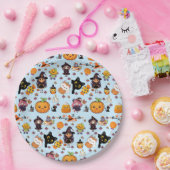 Adorable Funny Kawaii Halloween Muster Pappteller (Party)