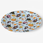 Adorable Funny Kawaii Halloween Muster Pappteller (Schrägansicht)