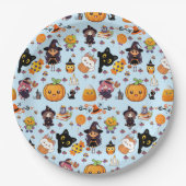Adorable Funny Kawaii Halloween Muster Pappteller (Vorderseite)
