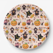 Adorable Funny Kawaii Halloween Muster Pappteller (Vorderseite)