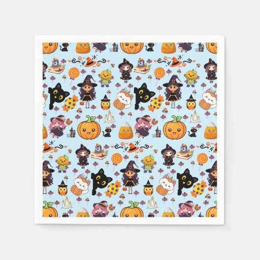 Adorable Funny Kawaii Halloween Muster Serviette (Vorderseite)