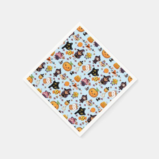 Adorable Funny Kawaii Halloween Muster Serviette (Ecke)