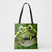 Adorable Funny Niedlich Green Frog Im Cartoon Kuns Tasche (Vorderseite)