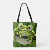 Adorable Funny Niedlich Green Frog Im Cartoon Kuns Tasche (Rückseite)
