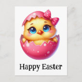 Adorable Funny Niedlich Oaster Baby Chick Pink Egg Postkarte (Vorderseite)