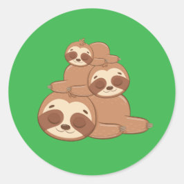 Adorable Funny Sloth Animal Wild Ein Nickerchen Runder Aufkleber