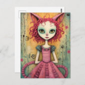 Adorable Furry Cat Lady Mixed Media Collage Postkarte (Vorne/Hinten)