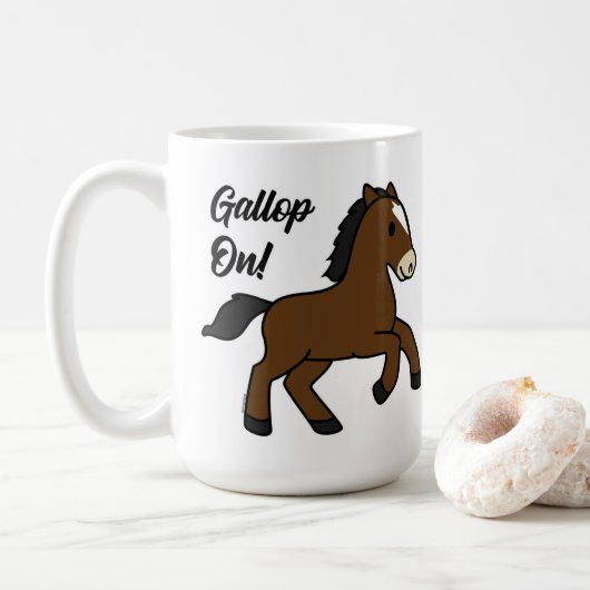 Adorable Gallop On! Happy Foal Kawaii Horse Design Kaffeetasse (Mit Donut)