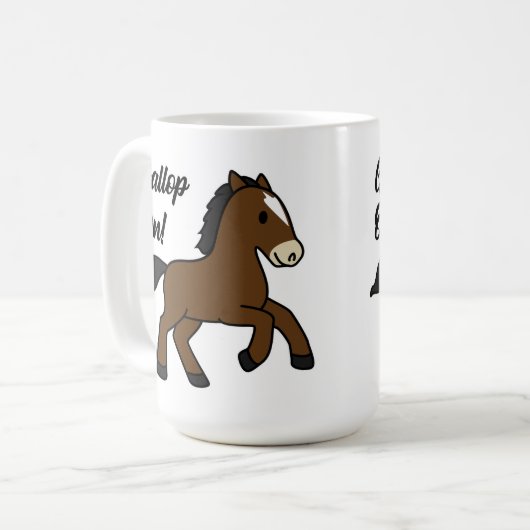 Adorable Gallop On! Happy Foal Kawaii Horse Design Kaffeetasse (Vorderseite Links)