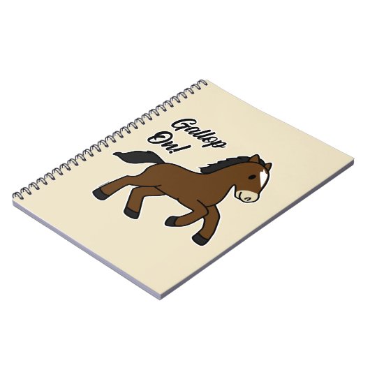Adorable Gallop On! Happy Foal Kawaii Horse Design Notizblock (Linke Seite)