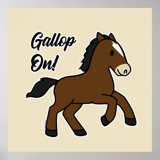 Adorable Gallop On! Happy Foal Kawaii Horse Design Poster (Vorne)