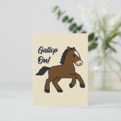 Adorable Gallop On! Happy Foal Kawaii Horse Design Postkarte (Stehend Vorderseite)