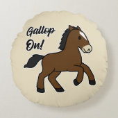 Adorable Gallop On! Happy Foal Kawaii Horse Design Rundes Kissen (Vorderseite)