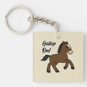 Adorable Gallop On! Happy Foal Kawaii Horse Design Schlüsselanhänger (Vorderseite)