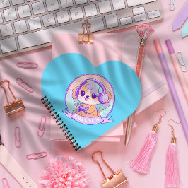 Adorable GamerGirl Kawaii Dog & Headphone Baby Blu Notizblock