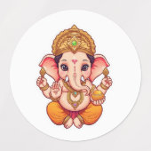 Adorable Ganpati Bappa - Chibi Style Ganesha mit Etiketten (Design 1)