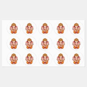 Adorable Ganpati Bappa - Chibi Style Ganesha mit Etiketten