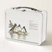 Adorable gefährdete Galapagos-Pinguine Metall Brotdose (Vorderseite)