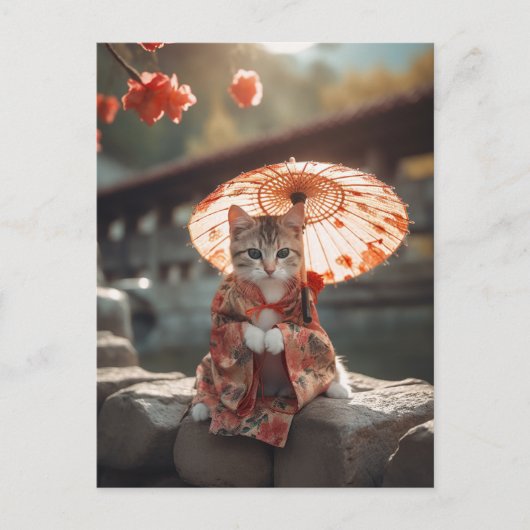 Adorable Geisha Kitten Postkarte (Vorderseite)