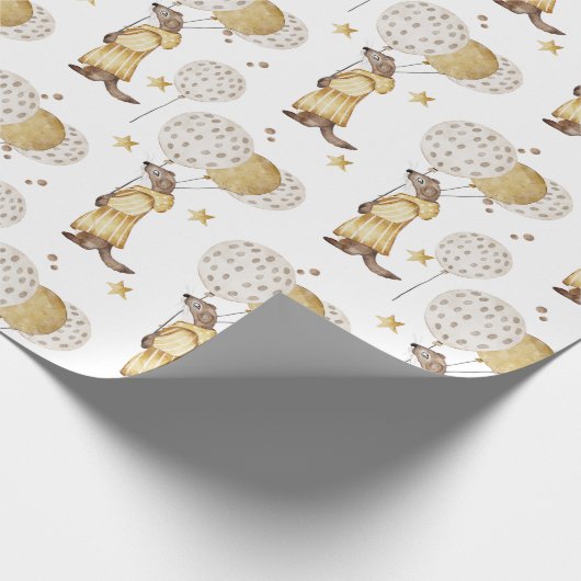 Adorable, gelb gekleidete Schätze, Löwen Geschenkpapier (Ecke)