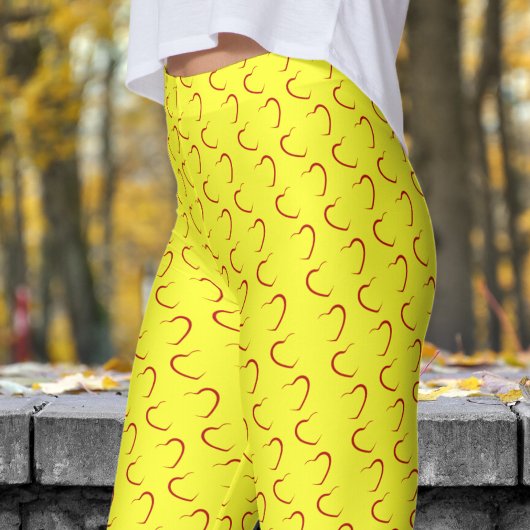 Adorable Gelbe Liebe Herzmuster Leggings