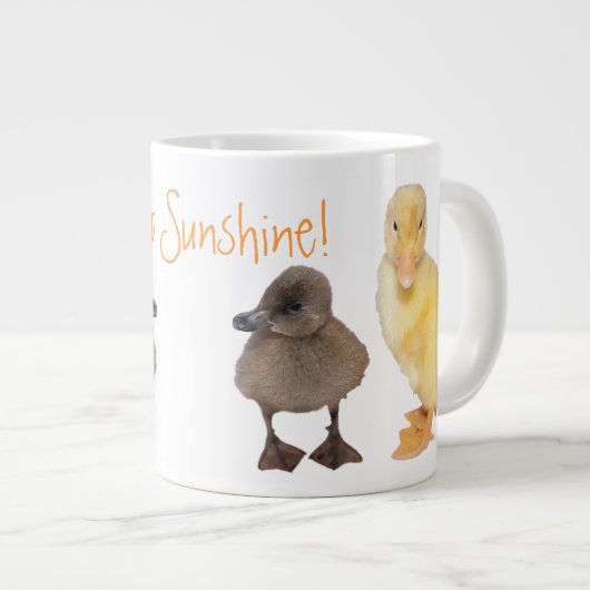 Adorable gelbe und graue Duckling-Fotos Jumbo-Tasse (Vorderseite Rechts)