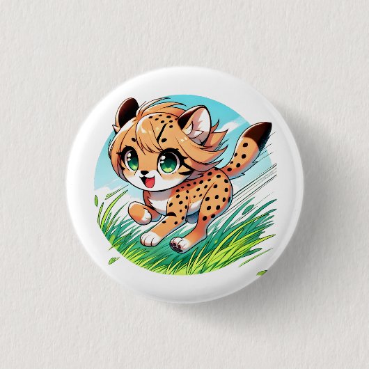 Adorable Gepard-Kuche spielerisch Button (Vorderseite)