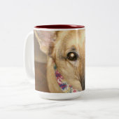 Adorable German Shepherd Black Tan Nah-up-Gesicht Zweifarbige Tasse (Vorderseite Links)