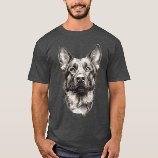 Adorable German Shepherd Sketch Niedlich Dog T-Shirt (Vorderseite)