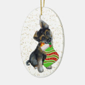 Adorable German Shepherd Welpe Weihnachten Strumpf Keramik Ornament (Links)