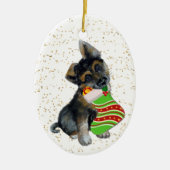 Adorable German Shepherd Welpe Weihnachten Strumpf Keramik Ornament (Vorne)