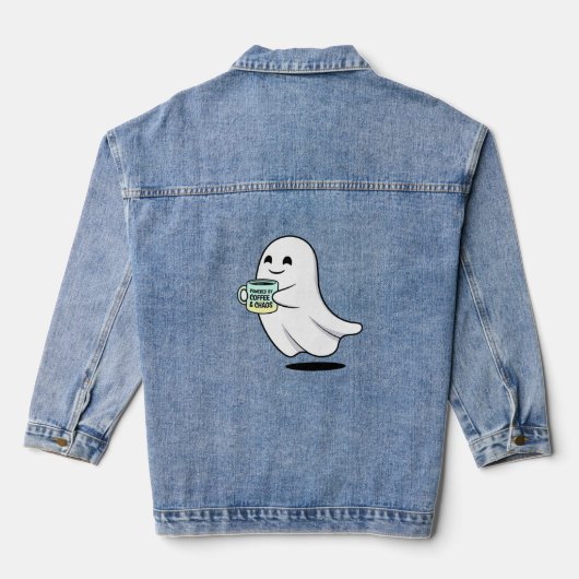 Adorable Ghost Cute Halloween Illustration Jeansjacke (Rückseite)