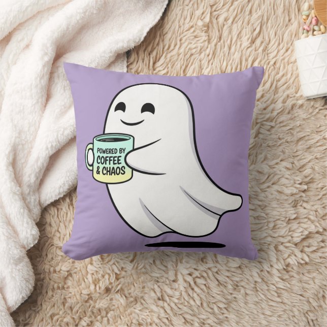 Adorable Ghost Cute Halloween Illustration Kissen (Decke)