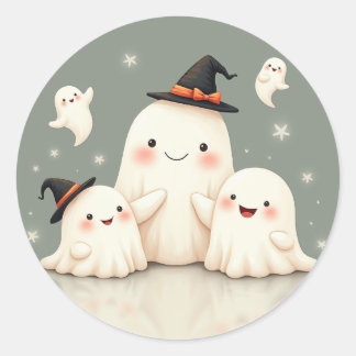 Adorable Ghost Family Runder Aufkleber
