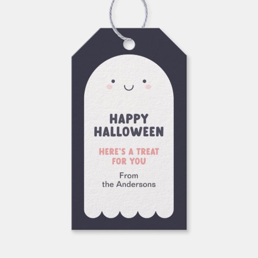 Adorable Ghost Happy Halloween-Leckerei Geschenkanhänger (Vorderseite)