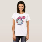 Adorable Ghost mit Herzballon - Sei mein Boo T-Shirt (Vorne ganz)