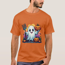 Adorable Ghost mit Pitchfork und Pumpkins Hallowag