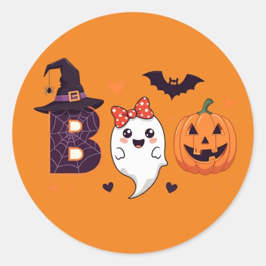 Adorable Ghost Pumpkin Boo Sticker (Vorderseite)