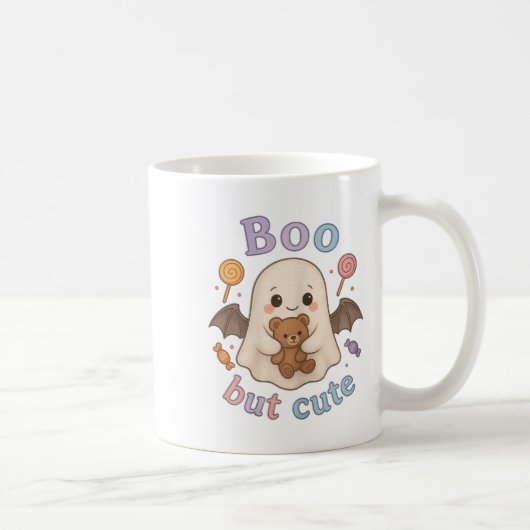 Adorable Ghost with Teddy Bear - Kawaii Soky Niedl Kaffeetasse (Rechts)