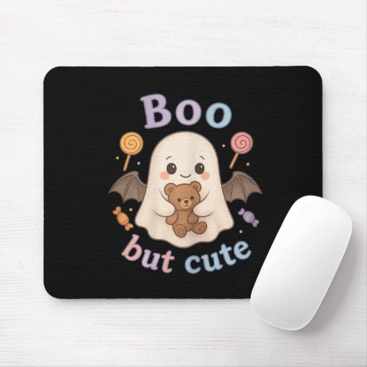 Adorable Ghost with Teddy Bear - Kawaii Soky Niedl Mousepad (Mit Mouse)
