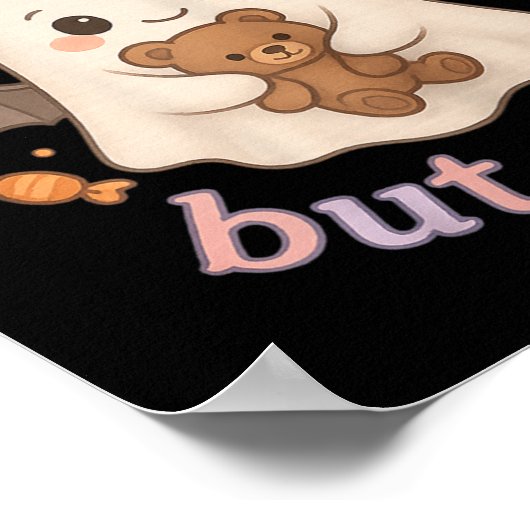 Adorable Ghost with Teddy Bear - Kawaii Soky Niedl Poster (Ecke)