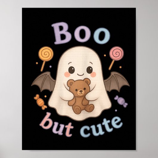 Adorable Ghost with Teddy Bear - Kawaii Soky Niedl Poster (Vorne)