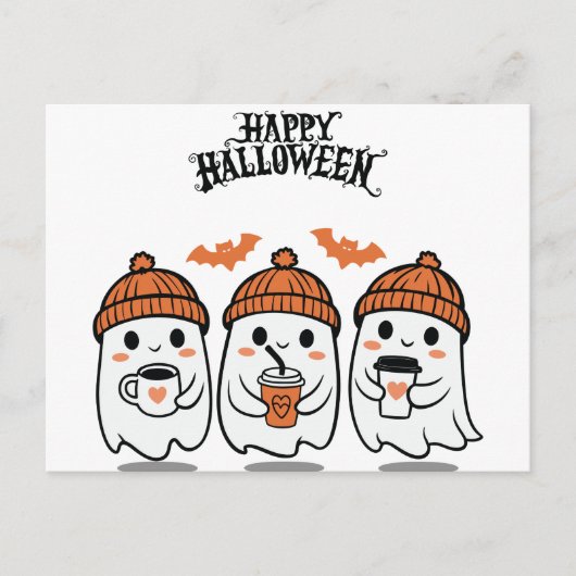 Adorable Ghosts Halloween Postcard - Ideal für S Postkarte (Vorderseite)