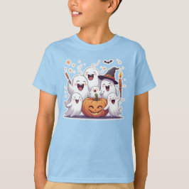 Adorable Ghosts & Pumpkin Kids Halloween T - Shirt