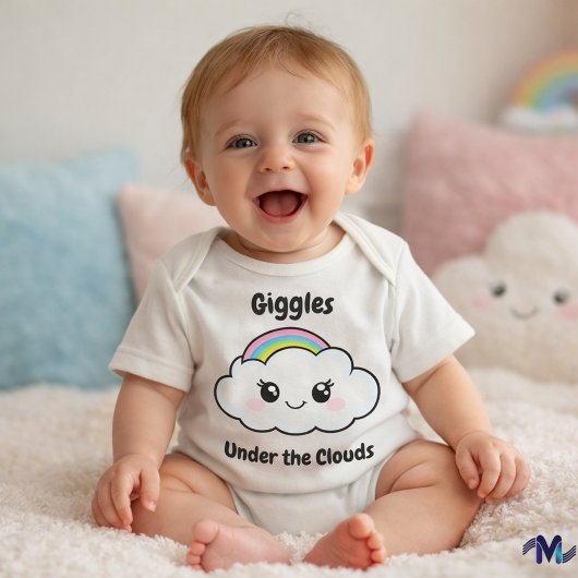 Adorable "Giggles Under Clouds" Bodysuit Baby Strampler