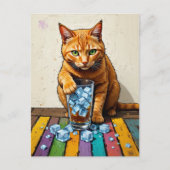 Adorable Ginger Cat and Ice Postkarte (Vorderseite)