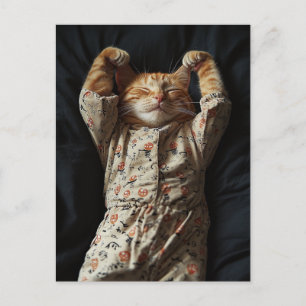 Adorable Ginger Cat in Pjs Postkarte