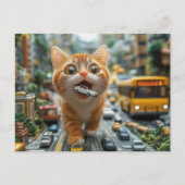 Adorable Ginger Cat isst ein Auto Postkarte (Vorderseite)